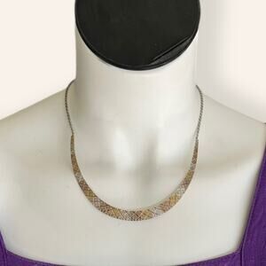 925 JCM Italy Sterling Silver Tri-Color Gold/Rose-Gold Plated Necklace 16.5”